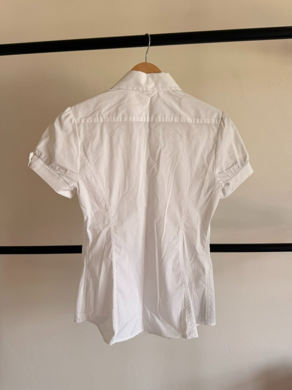 NWT Express White Front Pocket Button Down Short Sleeve Shirt S - Picture 8 of 9